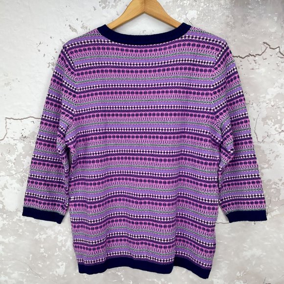 Talbots Fair Isle Nylon Lambswool Cardigan L NWT - Picture 4 of 9